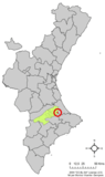 Localización de Terrateig respecto a la Comunidad Valenciana