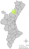Localización de Torrechiva respecto a la Comunidad Valenciana