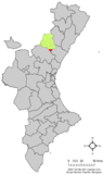 Localización de Villamalur respecto a la Comunidad Valenciana