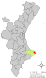 Localización de Jávea respecto a la Comunidad Valenciana