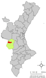 Localización de Jalance respecto a la Comunidad Valenciana