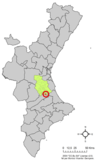 Localización de Énova en la Comunidad Valenciana