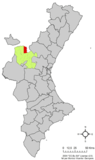 Localización de La Yesa respecto a la Comunidad Valenciana