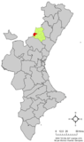 Localización de Los Calpes respecto a la Comunidad Valenciana