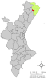 Localización de Salsadella respecto a la Comunidad Valenciana