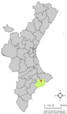 Localización de Guadalest respecto a la Comunidad Valenciana