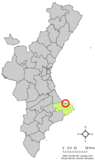 Localización de Els Poblets respecto a la Comunidad Valenciana