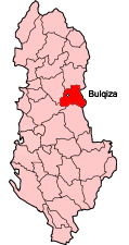 Map showing Bulqize within Albania