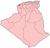 Mapa de Argelia, resaltada la provincia de Aïn Témouchent