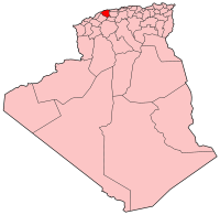 Mapa de Argelia, resaltada la provincia de Chlef