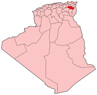 Mapa de Argelia, resaltada la provincia de Oum el-Bouaghi