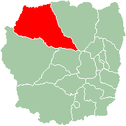 Mapa de la Provincia de Antananarivo mostrando la localización de Fenoarivobe (rojo).