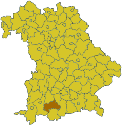 Localización del distrito de Weilheim-Schongau en Bavaria