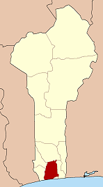 Map of Benin highlighting Atlantique department