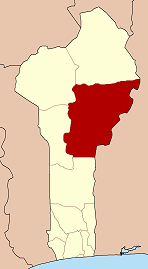 Map of Benin highlighting Borgou department