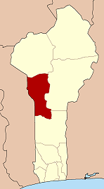 Map of Benin highlighting Donga department