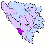 Localización del Cantón de Herzegovina-Neretva