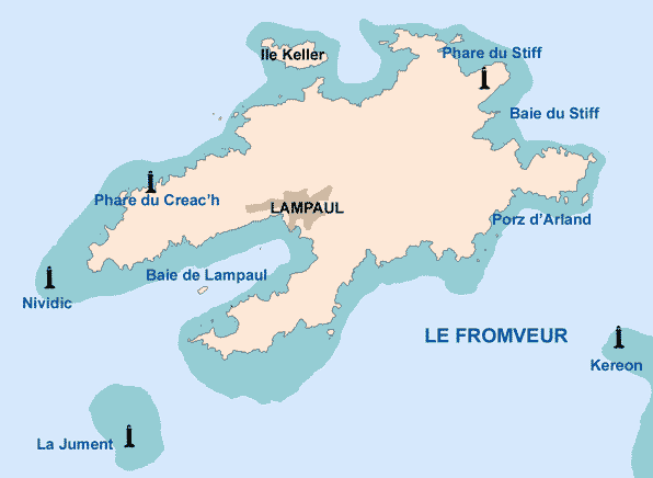 Localización de la bahía en la isla de Ouessant
