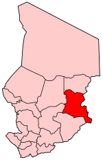 Map of Chad showing Ouaddaï