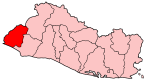 Mapa de El Salvador mostrando el departamento de Ahuachapán