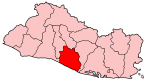 Mapa de El Salvador mostrando el departamento de La Paz