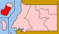 Mapa de Guinea Ecuatorial mostrando la provincia Bioko Sur.