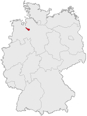 Mapa de Alemania, posición de Bremen destacada
