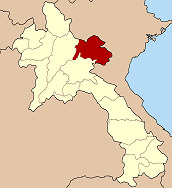 Mapa de Laos y la provincia de Houaphan