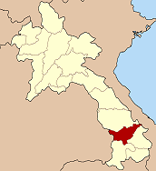 Mapa de Laos y la provincia de Salavan