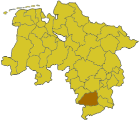 Lage des Landkreises Northeim in Niedersachsen