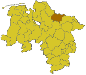 Lage des Landkreises Harburg in Niedersachsen