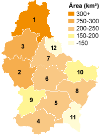 Cantones de Luxemburgo por área