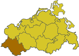Lage des Landkreises Ludwigslust in Mecklenburg-Vorpommern