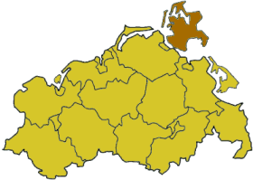 Lage des Landkreises Rügen in Mecklenburg-Vorpommern