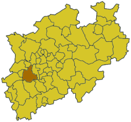 Lage des Rhein-Kreises Neuss in Nordrhein-Westfalen