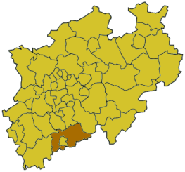Lage des Rhein-Sieg-Kreises in Nordrhein-Westfalen