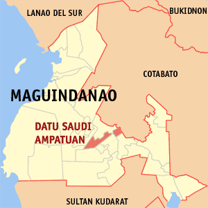Mapa de Maguindanao que muestra la situación de Datu Saudi-Ampatuan