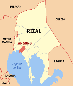 Map of Rizal showing the location of Angono
