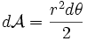 d\mathcal{A}=\frac{r^{2}d\theta}{2}